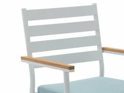 Discount MYLIA Mesa de comedor jardín madera aluminio 4 sillas una mesa - Blanco y natural - MIAMI Color natural claro / Blanco