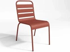 MYLIA Mesa de comedor jardín metal mesa y 6 sillas apilables - MIRMANDE de