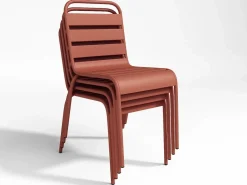 MYLIA Mesa de comedor jardín metal mesa y 6 sillas apilables - MIRMANDE de