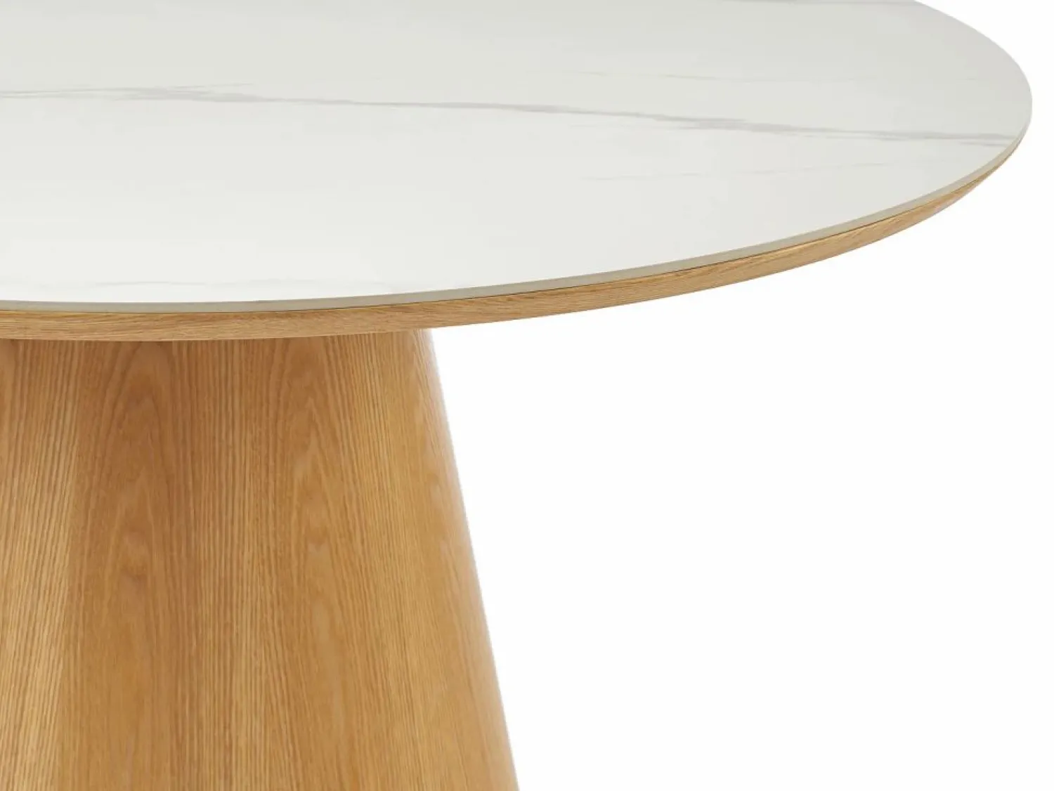 Outlet Vente-unique Mesa de comedor para 4 personas en cerámica y chapado - Efecto mármol blanco y natural - ANTALIZA Color natural claro / Blanco