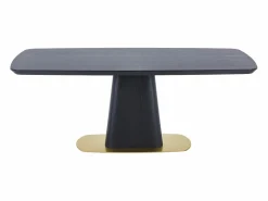 Discount Vente-unique Mesa de comedor para 8 personas con chapado de fresno y metal - y dorado - DYLORA Negro