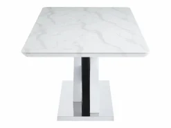 Vente-unique Mesa de comedor para 8 personas - MDF y acero inoxidable - Efecto mármol blanco y negro - EVAELA