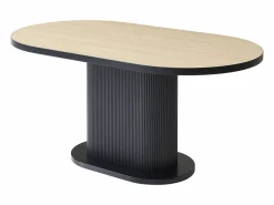 Mesa de comedor para 6 personas en MDF - Natural y Negro - CALIENO Mesa De Comedor