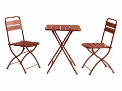 New Mesa de comedor plegable de jardín de metal mesa de 60 cm 2 sillas plegables - MIRMANDE Comedores De Jardín