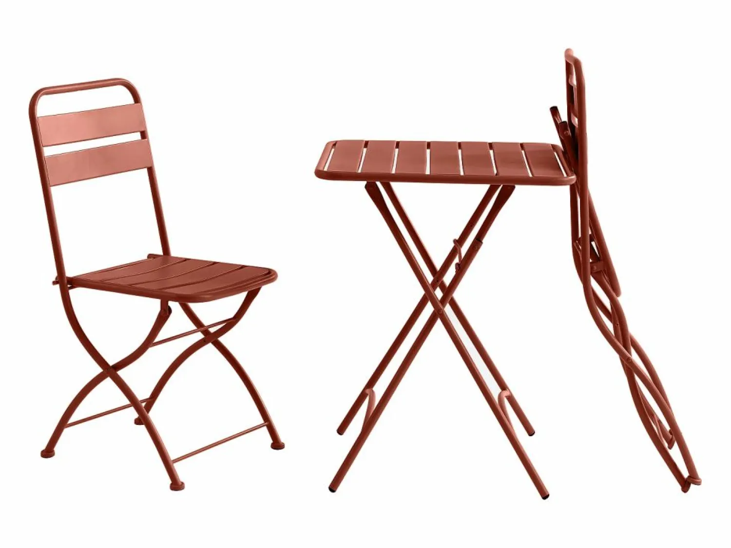 New Mesa de comedor plegable de jardín de metal mesa de 60 cm 2 sillas plegables - MIRMANDE Comedores De Jardín