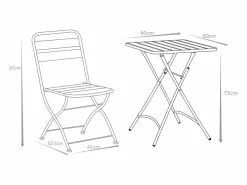New Mesa de comedor plegable de jardín de metal mesa de 60 cm 2 sillas plegables - MIRMANDE Comedores De Jardín