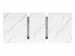 Hauss Spole Mesa de comedor rectangular extensible para 4-6 personas, tapa chapada en mármol con patas en forma de X - 118/157x75x76,4cm