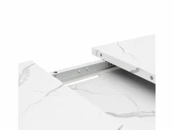 Hauss Spole Mesa de comedor rectangular extensible para 4-6 personas, tapa chapada en mármol con patas en forma de X - 118/157x75x76,4cm