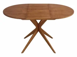 Sale Mesa de comedor redonda extensible 90cm Jubi Roble Marru00f3n chocolate