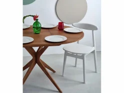 Sale Mesa de comedor redonda extensible 90cm Jubi Roble Marru00f3n chocolate