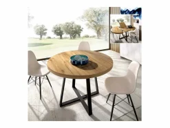 Befara Mesa De Comedor Redonda Extensible Diseño Industrial Edison