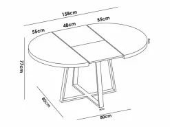 Befara Mesa De Comedor Redonda Extensible Diseño Industrial Edison