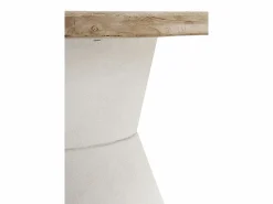 Mesa de comedor redonda en madera de abeto y base de poliresina blanca Blanco