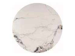 Clearance MSO Mesa de comedor redonda Manon de aspecto mármol y base cromada Blanco