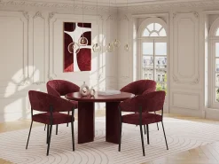 Sale Mesa de comedor redonda para 4 personas de MDF - Burdeos - LUKAVO Colección Rouge Passion|Mesa De Comedor