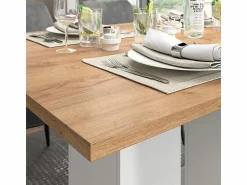Hot Vicco Mesa de comedor roble blanco/dorado 180x90x76 dix Color natural oscuro