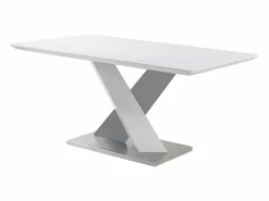 Vente-unique Mesa de comedor SALVA para 6 personas en MDF lacado blanco y acero