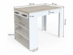 Vicco Mesa de comedor sonoma/blanco 67x100x77.5 repose