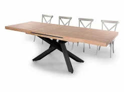 ADEC Mesa de comedor Xena extensible forma rectangular roble Nordish/negro 76x140-180-220x90 cm