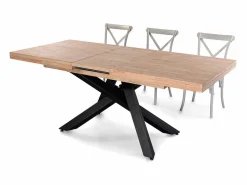 ADEC Mesa de comedor Xena extensible forma rectangular roble Nordish/negro 76x140-180-220x90 cm