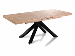 ADEC Mesa de comedor Xena extensible forma rectangular roble Nordish/negro 76x140-180-220x90 cm