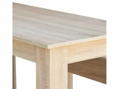 vidaxl Mesa de comedor y bancos 3 piezas madera ingeniería roble