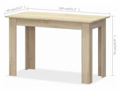 vidaxl Mesa de comedor y bancos 3 piezas madera ingeniería roble