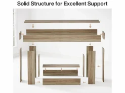 Mesa de consola 160 cm, mesa de entrada de 2 niveles estilo casco rural, mesa de sofá detrás del sofá, color Consola