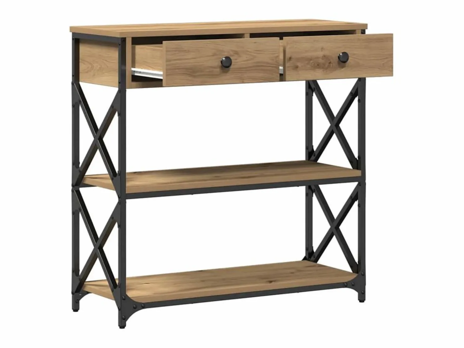 Clicnbuy Mesa de Consola con cajón Roble artisan 75 x 28 x 75 cm Marru00f3n