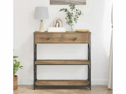 Clicnbuy Mesa de Consola con cajón Roble artisan 75 x 28 x 75 cm Marru00f3n