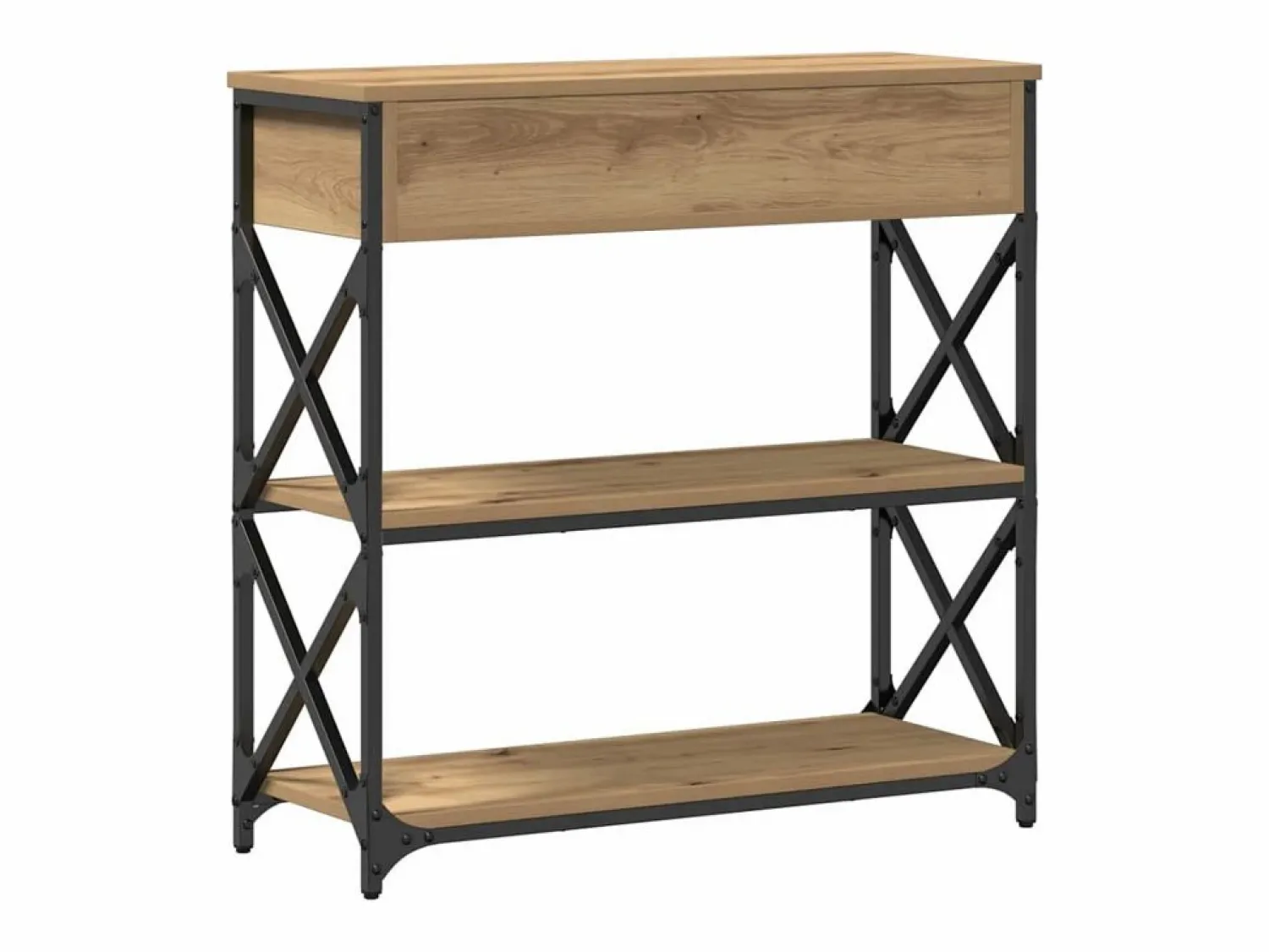 Clicnbuy Mesa de Consola con cajón Roble artisan 75 x 28 x 75 cm Marru00f3n