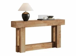 Hot Tribesigns Mesa de consola de 160 cm, mesa de entrada de dos niveles, mesa auxiliar rectangular de madera detrás del sofá Marru00f3n