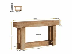 Hot Tribesigns Mesa de consola de 160 cm, mesa de entrada de dos niveles, mesa auxiliar rectangular de madera detrás del sofá Marru00f3n