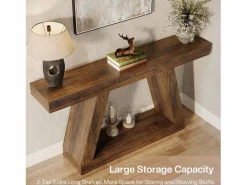 Clearance Mesa de consola de 140 x 30 x 80 cm, Mesa auxiliar, Mesa de pasillo, Mesa de consola con espacio de almacenamiento en la entrada Consola