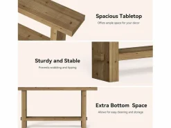 Outlet Tribesigns Mesa de consola de madera sólida de 160 cm, mesa estrecha de doble nivel para el porche de una casa rural, para el pasillo o la entrada. Marru00f3n