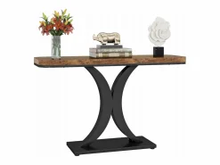 Best Tribesigns Mesa de Consola Industrial, Mesa estrecha de vestíbulo de 100 cm con Base geométrica, Mesa auxiliar de Pasillo Rústica para Salón, entrada Marru00f3n