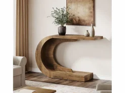 Tribesigns Mesa de consola, Mesa de comedor vintage, 110 x 35 x 75 cm, Mueble de consola para la entrada Marru00f3n