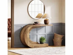 Tribesigns Mesa de consola, Mesa de comedor vintage, 110 x 35 x 75 cm, Mueble de consola para la entrada Marru00f3n