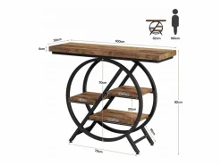 Sale Tribesigns Mesa de consola, Mesa de entrada de 100 cm con tablero grueso, Mesa de salón industrial, Mesas auxiliares, Marrón rústico Marru00f3n
