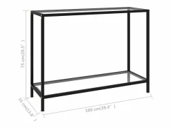 New Mesa de consola vidrio templado 100x35x75 cm Consola