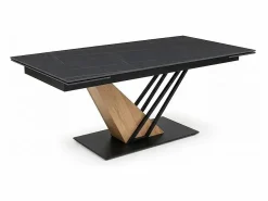 Clearance MSO Mesa de diseño extensible Viro 180-240cm efecto metal y mármol Negro