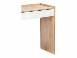 New duehome Mesa de escritorio con cajón Dess Blanco Artik (Blanco Mate) - Roble Nodi Gris