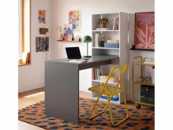 Sale Mesa de escritorio con estantería en blanco artik y antracita 120x50 cm Cosmic Blanco Artik (Blanco Mate) - Antracita Consola Escritorio