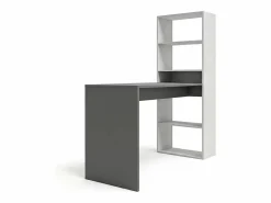 Sale Mesa de escritorio con estantería en blanco artik y antracita 120x50 cm Cosmic Blanco Artik (Blanco Mate) - Antracita Consola Escritorio