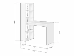Sale Mesa de escritorio con estantería en blanco artik y antracita 120x50 cm Cosmic Blanco Artik (Blanco Mate) - Antracita Consola Escritorio