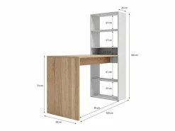 Mesa de escritorio con estantería en blanco artik y roble canadian 120x50 cm Cosmic Blanco Artik (Blanco Mate) - Roble Canadian Mesa De Ordenador