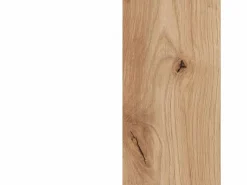 duehome Mesa de escritorio con estantería baja lateral en blanco mate y roble nodi 100x50 cm Dess Blanco Artik (Blanco Mate) - Roble Nodi