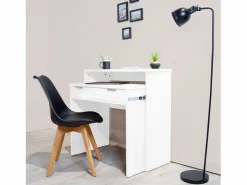 Outlet duehome Mesa de escritorio consola Aput Blanco Gris