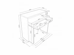 Outlet duehome Mesa de escritorio consola Aput Blanco Gris