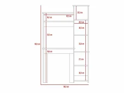 Outlet TuHome Mesa de Escritorio Heinrich, con estantes 163.1 CM A X 98.5 CM An X 42.3 CM P. / Duna Blanco